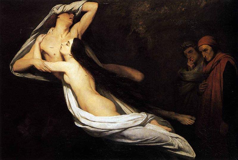 Ary Scheffer Francesca da Rimini and Paolo Malatesta appraised by Dante and Virgil